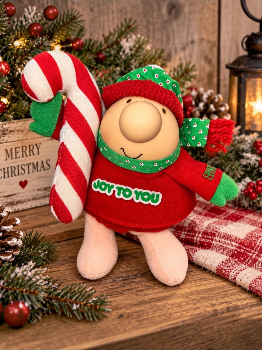 Vintage 1987 Ziggy Christmas Plush Joy to You Candy Cane American Greetings 7”